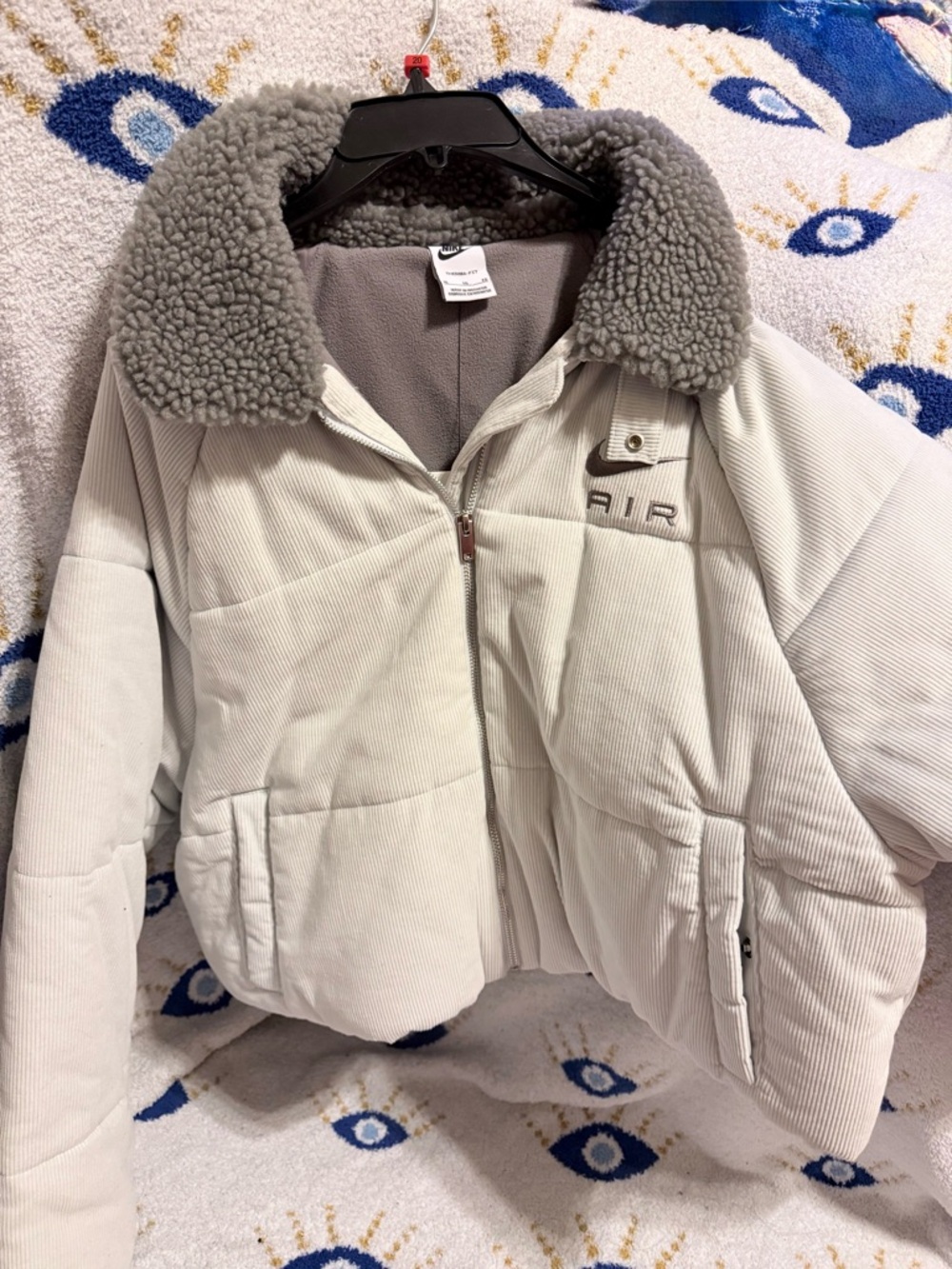 Nike Women's Light Gray Sherpa Collar Puffer Jacket